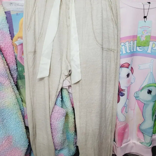 [BUNJANG] Abercrombie Cotton Pants Beige String Adjustable Waistband XL / 면바지 베이지색 스트링 조절 밴딩 바지xl 아베크롬비