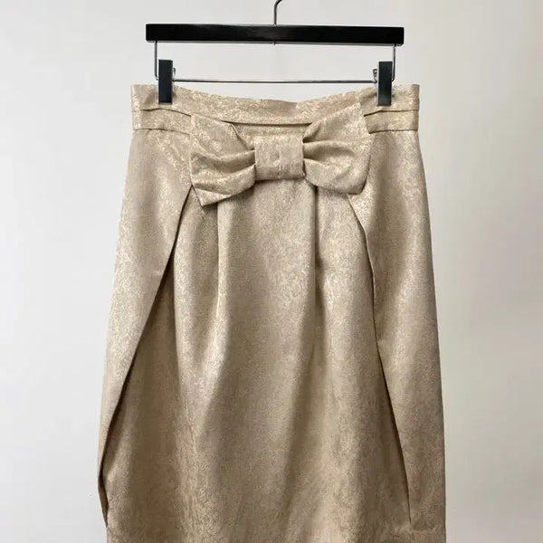 [BUNJANG] Brigitte Vintage Ribbon Detail Patterned Skirt / 빈티지 BRIGITTE 리본 디테일 패턴 스커트