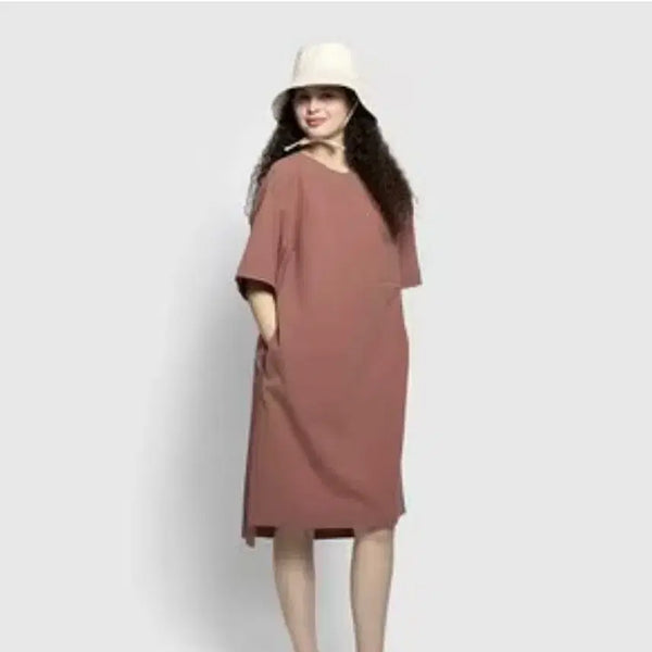 [BUNJANG] Brick Red Short-Sleeve Dress / 미착용 자주 반소매 원피스