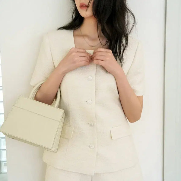 [BUNJANG] MEBY GLINT Tweed Jacket Cream Size 2 / 메비 글린트 트위드 자켓 크림 2 사이즈