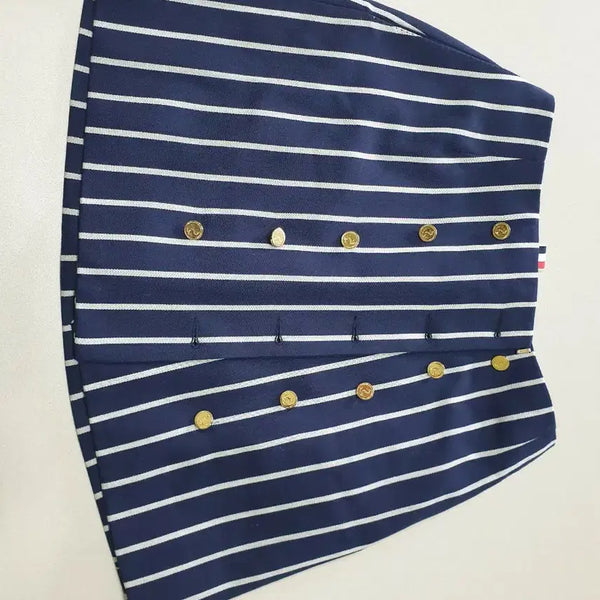 [BUNJANG] Thom Browne Navy Stripe Double Button Skirt / 톰브라운 네이비 스트라이프 더블 버튼 스커트