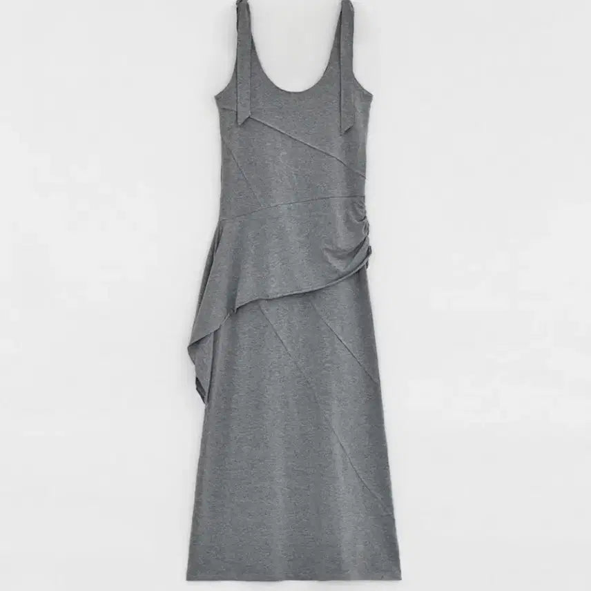 [BUNJANG] Diagonal Double Layered Long Dress (Melange Grey) / 다이애그널 DOUBLE LAYERED LONG DRESS (melange grey)