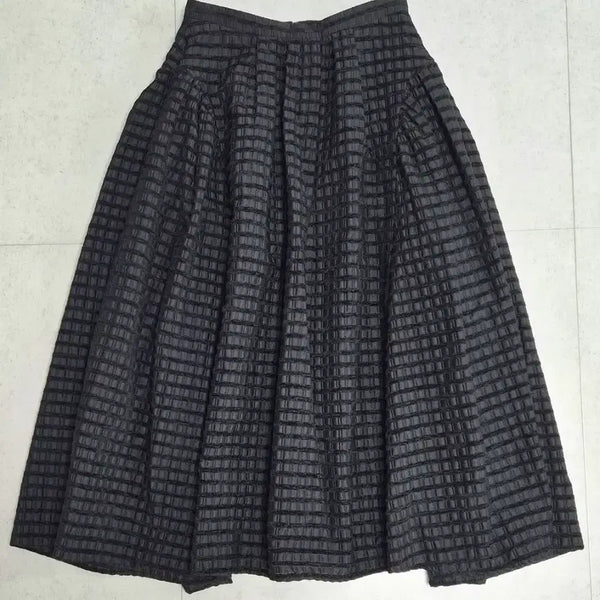 [BUNJANG] Ozsecon Embo Check Flare Long Skirt / 한섬 오즈세컨 엠보 체크 플레어 롱스커트 55