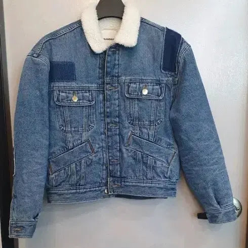 [BUNJANG] Sandro Shearling Trucker Denim Jacket Size 36 / 산드로 시어링 트러커 청자켓 36사이즈