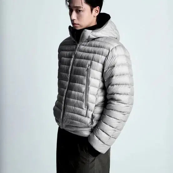 [BUNJANG] MUDIDI Hooded Lightweight Ripstop Down Jacket Light Gray 2XL / [2XL] 무탠다드 시어 립스탑 후디드 라이트 다운재킷 라이트그레이
