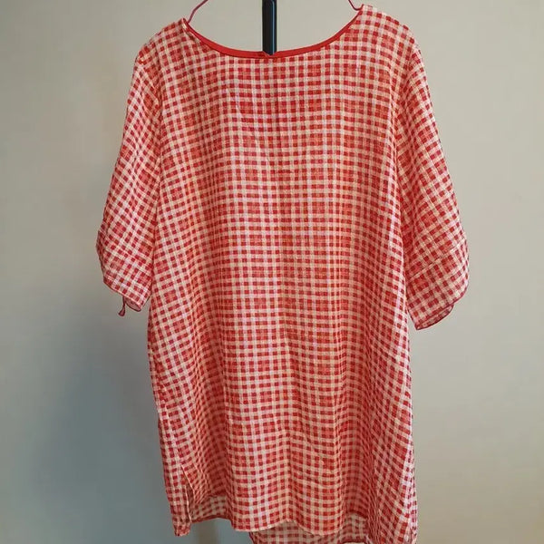 [BUNJANG] Mizzo Red Check Pattern Blouse / (새상품)레드 체크 패턴 여성 블라우스