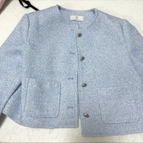 [BUNJANG] Sky Blue Tweed Jacket / 하늘색 트위드 자켓