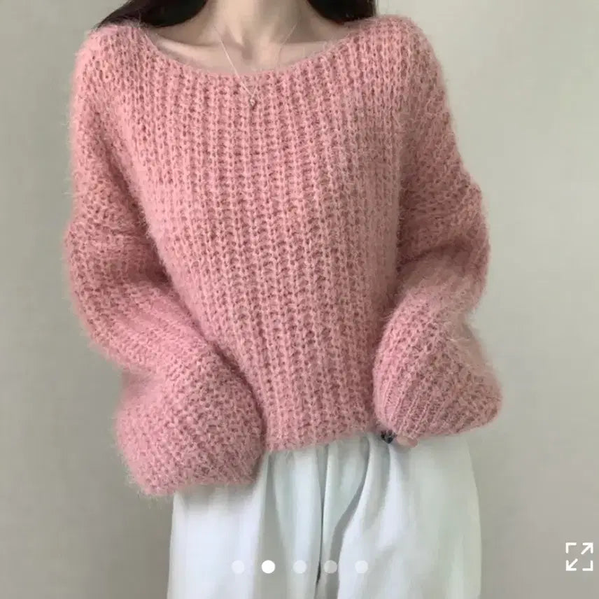 [BUNJANG] Angora Knit Sweater Pink / 핑크색 앙고라 니트