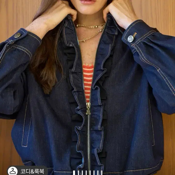 [BUNJANG] Lanvin Ruffle Denim Jacket / 새상품 (한섬) 랑방 러플 데님 자켓