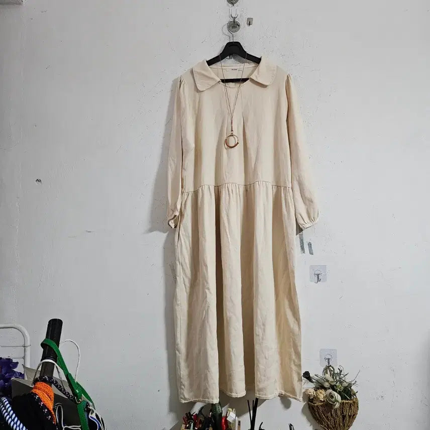 [BUNJANG] Beige Long Cotton Dress / 면.베이지색 롱 원피스77
