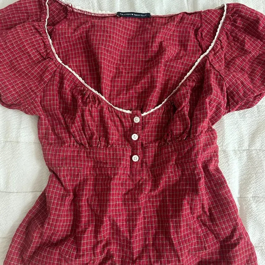 [BUNJANG] Brandy Melville Puff Short Sleeve Blouse / 브랜디멜빌 블라우스 퍼프 반팔