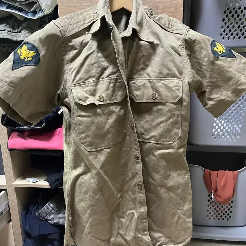 [BUNJANG] US Military Beige Short Sleeve Shirt / 미군 군용 베이지 반팔셔츠
