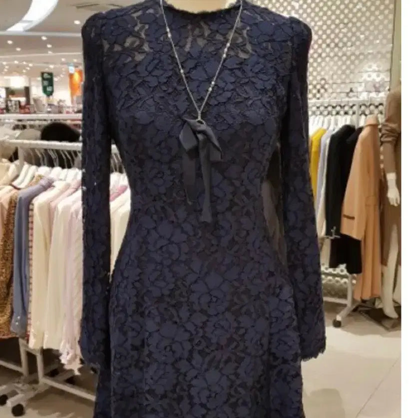[BUNJANG] Line Lace Mini Dress Navy 55 / Line 레이스 원피스 네이비 55