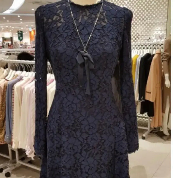 [BUNJANG] Line Lace Mini Dress Navy 55 / Line 레이스 원피스 네이비 55