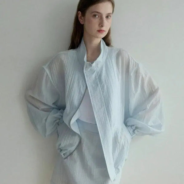 [BUNJANG] LUVISTRUE esy rainy neck wind jacket - Blue / 르나브 esy rainy neck wind jacket