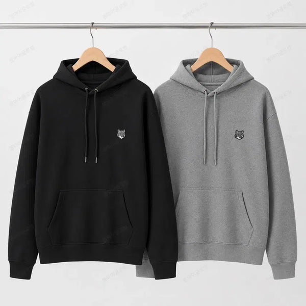 [BUNJANG] Maison Kitsuné Grey Fox Hoodie - Black/Grey / 정품/무료배송) 메종키츠네 그레이폭스 후드티 , 블랙 그레이