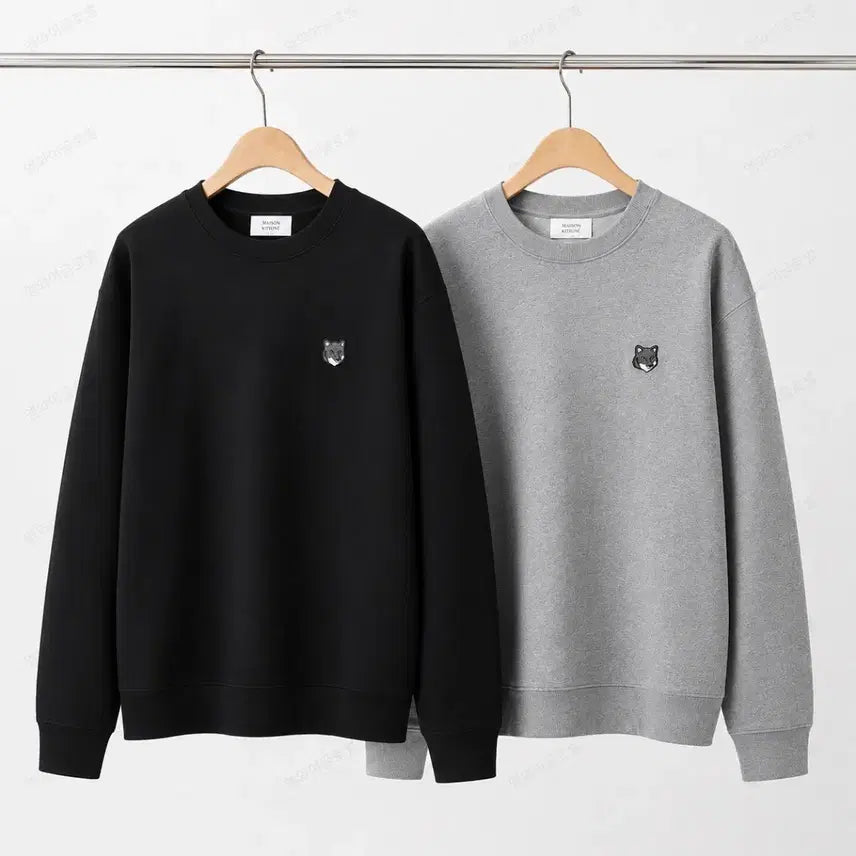 [BUNJANG] Maison Kitsuné Grey Fox Sweatshirt Black Grey / 정품/무료배송) 메종키츠네 그레이폭스 맨투맨 , 블랙 그레이
