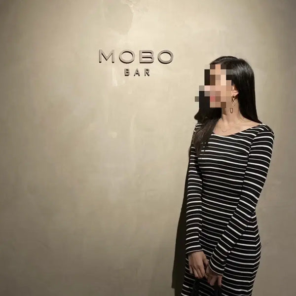 [BUNJANG] Striped Long Sleeve Midi Dress / 단가라 긴팔 원피스