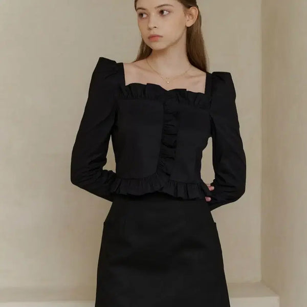 [BUNJANG] Flowum 23 Chichi Blouse Black XS / 플로움 23 Chichi Blouse 치치 블라우스 블랙 XS