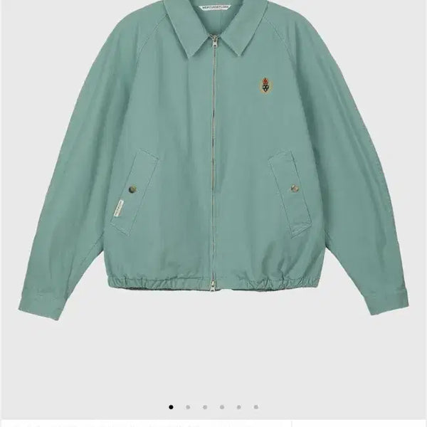 [BUNJANG] Heritagefloss Crest Washed Canvas Blouson Jacket Green L / 헤리티지플로스 크레스트 워시드 캔버스 블루종 자켓 그린 L