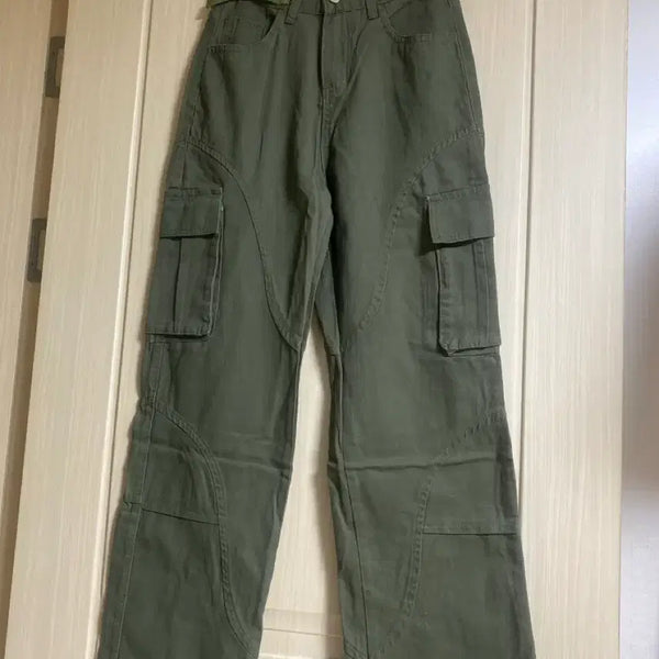 [BUNJANG] Khaki Long Wide Cargo Pants / 새상품 카키 롱 와이드 카고 팬츠