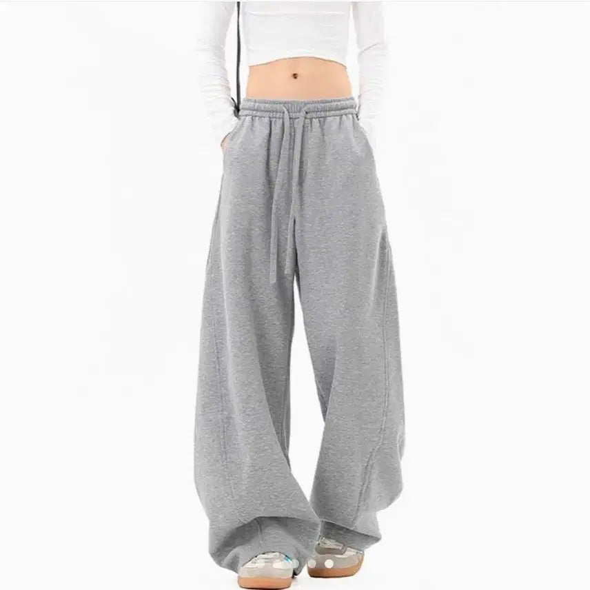 [BUNJANG] Gray Wide Sweatpants Size S / 와이드 팬츠 회색 그레이 추리닝 바지  미착용 판매