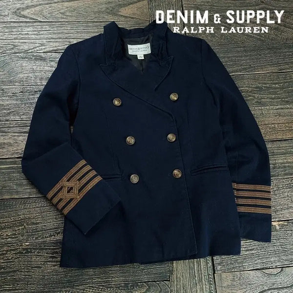 [BUNJANG] Denim & Supply Navy Double-Breasted Gold Button Jacket (Women's S) / 데님앤서플라이 금장 네이비 더블 브레스트 자켓 네이비 P02120