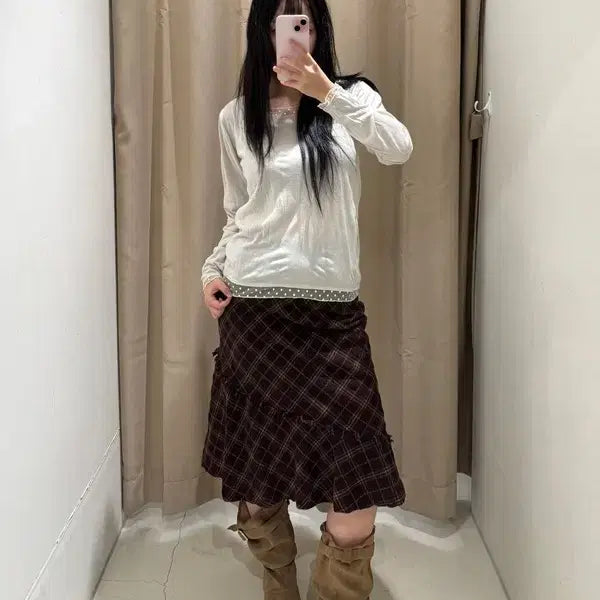 [BUNJANG] JPN GROVE Dot Lace Long Sleeve Shirt M / JPN GROVE 도트 레이스 롱슬리브 J1093