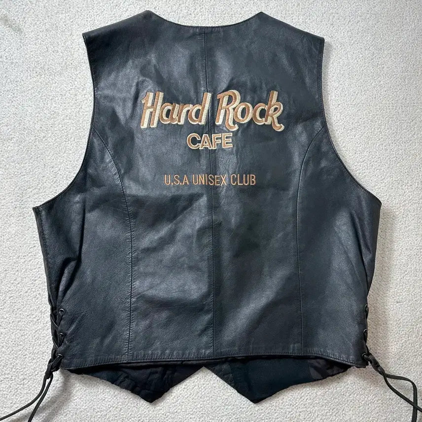 [BUNJANG] Hard Rock Cafe Vintage Leather Vest / 100 하드락카페 빈티지 레더 베스트 조끼 #547