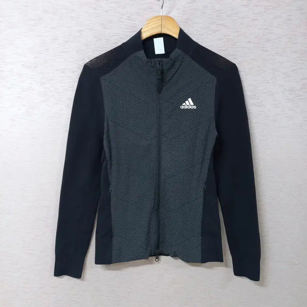 [BUNJANG] Adidas Knit Zip-Up Jacket / B8-29/아디다스 ADIDAS KNIT JKT  블랙 패턴 집업 니트자켓 봄가을