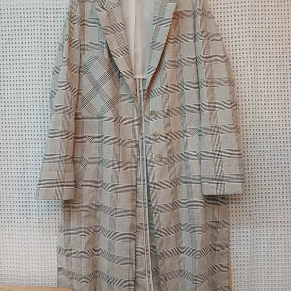 [BUNJANG] SOOS Plaid Wool Blend Coat Size 55 / SOOS 체크무늬 코트 55