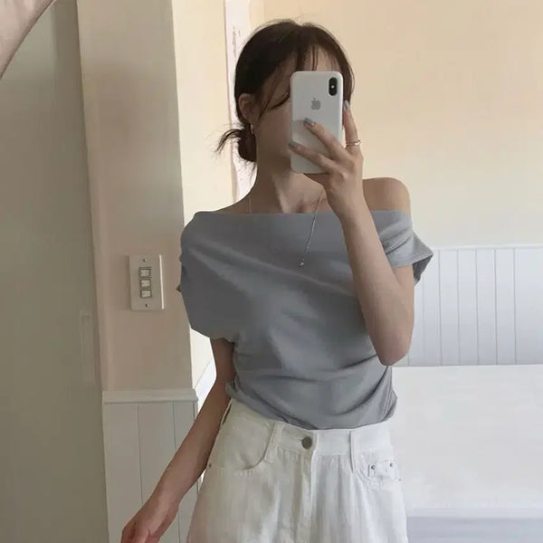 [BUNJANG] French of Muse Off-Shoulder Drape Blouse / 프렌치오브 뮤즈 오프숄더 드레이프 가을옷 블라우스 원숄더