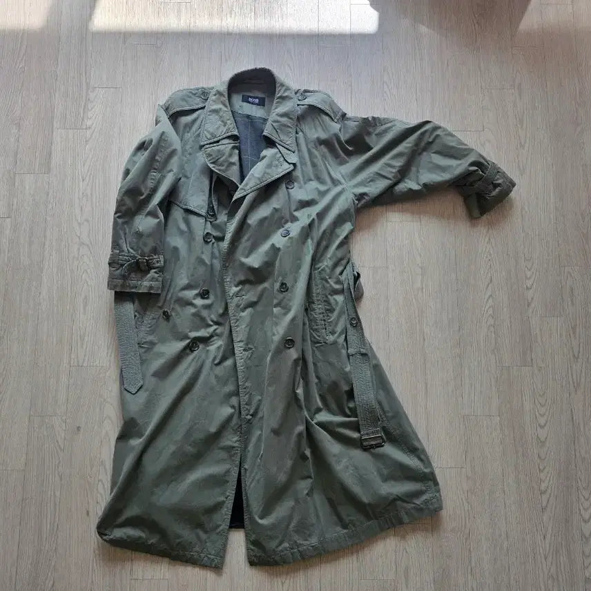 [BUNJANG] Hugo Boss Long Trench Coat Khaki Olive / 휴고 보스 BOSS 롱 트렌치 코트 110-115 카키 올리브