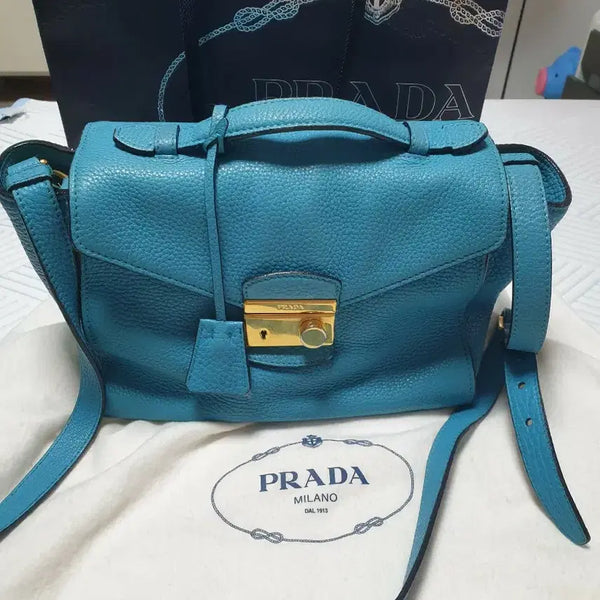[BUNJANG] Prada Mint Crossbody Bag with Gold Hardware / 프라다 가방