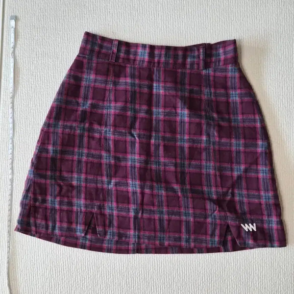 [BUNJANG] Burgundy Check Mini Skirt / 버건디 체크 미니스커트