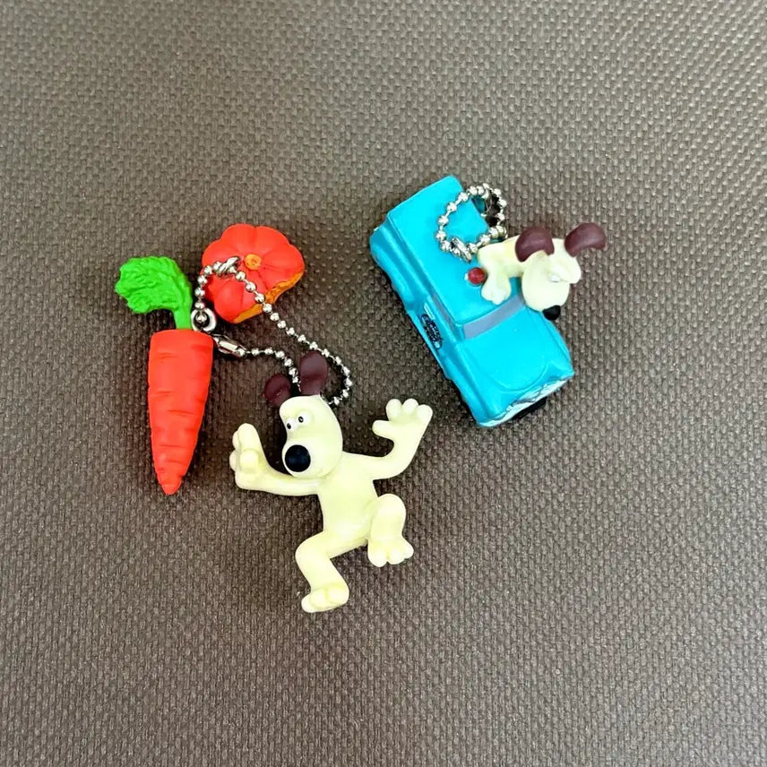 [BUNJANG] Wallace & Gromit Mini Keyring Set - Car, Carrot Pumpkin / 월레스와그로밋 쪼꼬미 미니 키링 세트1 - 자동차, 당근 호박