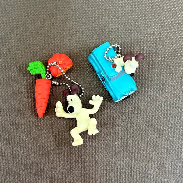 [BUNJANG] Wallace & Gromit Mini Keyring Set - Car, Carrot Pumpkin / 월레스와그로밋 쪼꼬미 미니 키링 세트1 - 자동차, 당근 호박