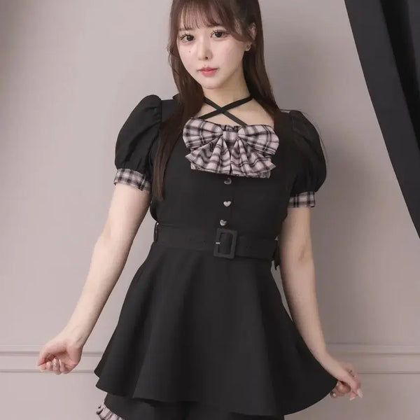 [BUNJANG] Pium Front Ribbon Choker Set / 피움 프론트 리본 초커 셋업 pium 양산형 지뢰계 걸리