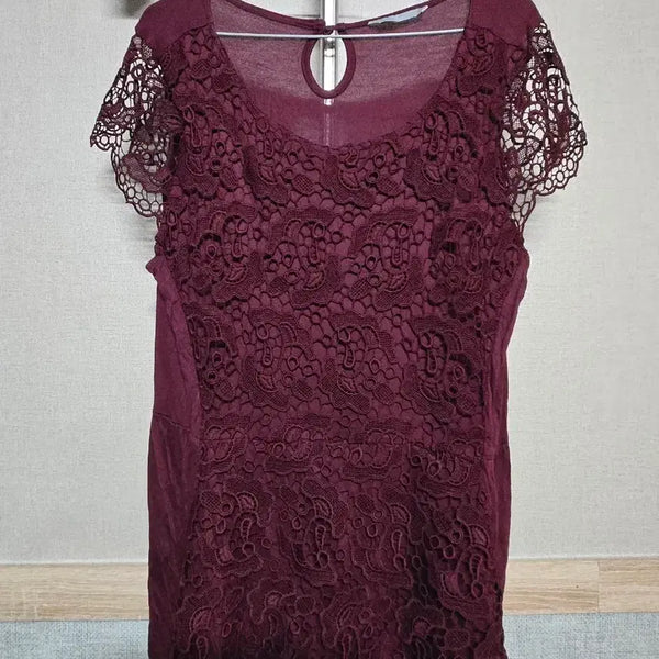 [BUNJANG] Burgundy Lace Blouse / 레이스 블라우스 버건디총기장65, 가슴단면45