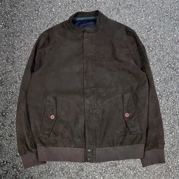 [BUNJANG] Tasso Elba Heritage Suede Bomber Jacket L / Tasso Elba 올드머니 헤리티지 스웨이드 블루종 자켓 L