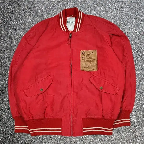 [BUNJANG] Eastboy 80s-90s Vintage Leather Patch Blouson Bomber Jacket M / 80-90s 빈티지 이스트보이 레더 패치 블루종 봄버 자켓 M