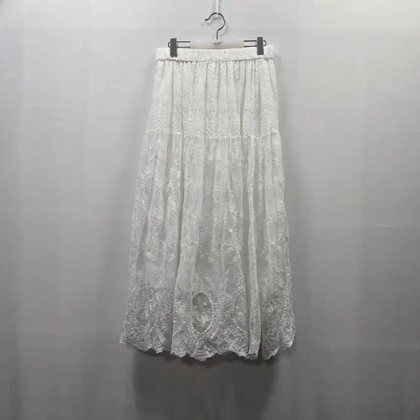 [BUNJANG] White Lace Long Skirt / 1034 화이트 레이스 롱 스커트