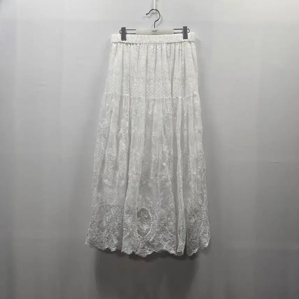 [BUNJANG] White Lace Long Skirt / 1034 화이트 레이스 롱 스커트