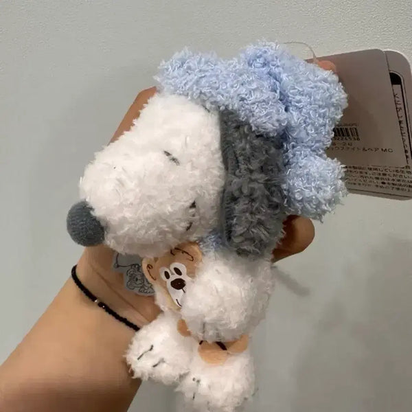 [BUNJANG] Snoopy Relax Night Bear Plush Keychain / (일본 정품) 스누피 키링 릴렉스 나이트 베어 봉제 인형 뽀글