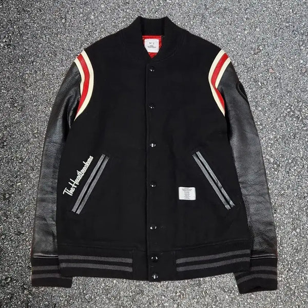 [BUNJANG] Bedwin & The Heartbreakers Leather Sleeve Varsity Jacket / 베드윈 앤 더 하트브레이커스 레더 소매 바시티 자켓