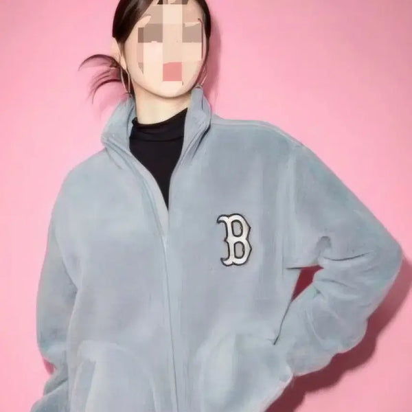 [BUNJANG] MLB Basic Medium Logo Fleece Jacket (Grey, Size S) / MLB 베이직 미디움로고 뽀글이 플리스 자켓 S