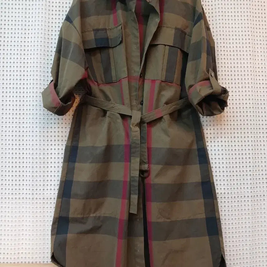[BUNJANG] Check Pattern Shirt Dress with Belt (M) / 체크 패턴 셔츠 원피스 벨트 포함 M