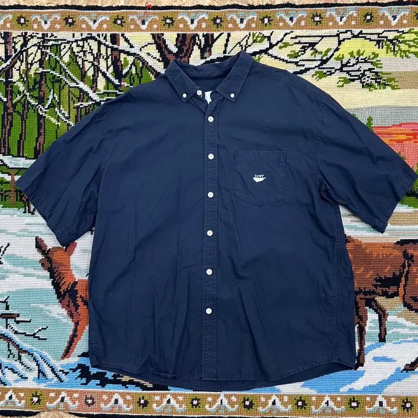 [BUNJANG] Carhartt WIP S/S Script Logo T-shirt Navy L / 커버낫 네이비 반팔 셔츠 L