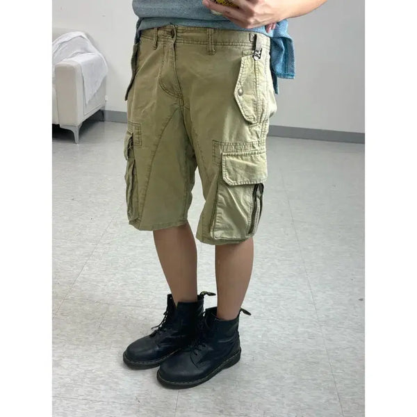 [BUNJANG] Vintage Beige Low-Rise Cargo Shorts / 일본빈티지 베이지 로우라이즈 카고 팬츠 반바지 y2k