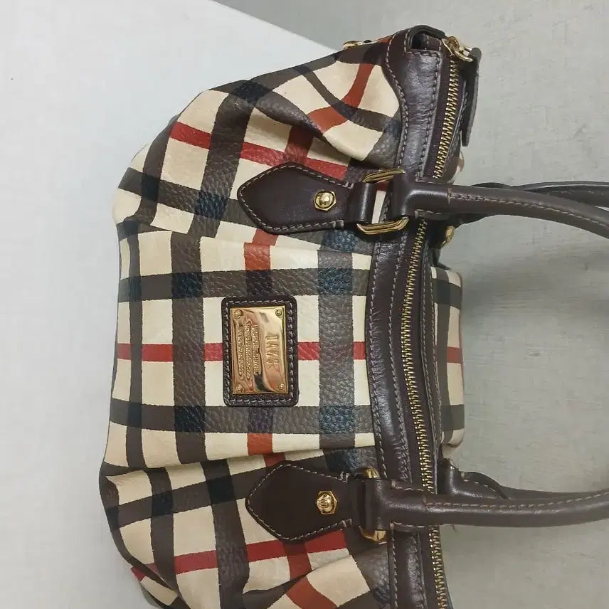 [BUNJANG] Daks Check Pattern Leather Tote Bag Brown / 핸드백 토트백(닥스 체크 무늬 가죽 토트백 브라운)상태최상
